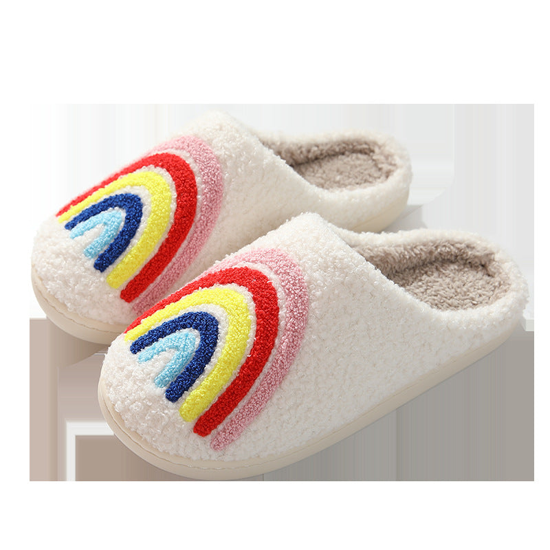 Wholesale New Rainbow Thick Anti-slip Cute Winter Cotton Slippers